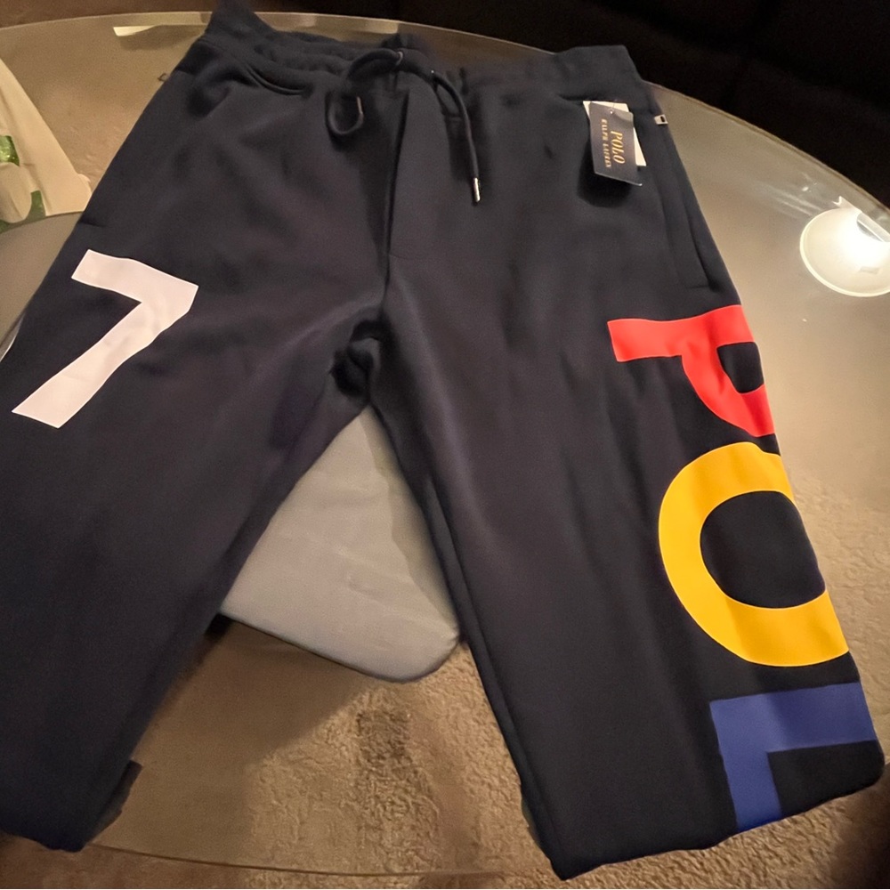 Polo tech jogger color block blue,orange,and red vintage bottom NWT